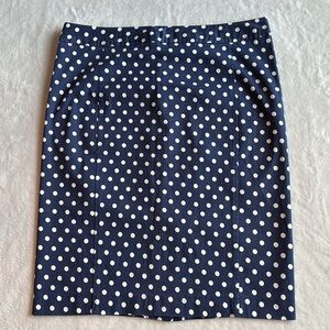 Pomelo Navy White Polka Dot Pencil Skirt XL Cotton NWT Work Casual